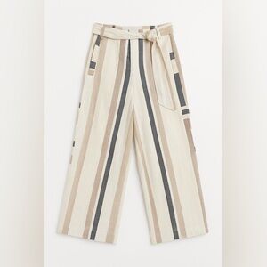 Anthropologie Grey & White Striped Linen Pants